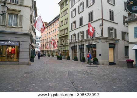 ZURICH, SWITZERLAND - CIRCA OCTOBER, 2018: Zurich urban landscape in the daytime.