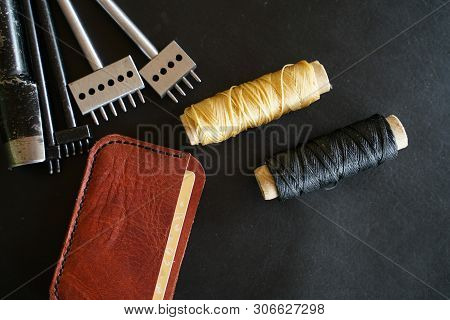 Leather Craftsmanshiip With Handmade Tool Object