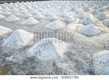 Sea Salt Farm In Thailand. Organic Sea Salt. Evaporation And Crystallization Of Sea Water. Raw Mater