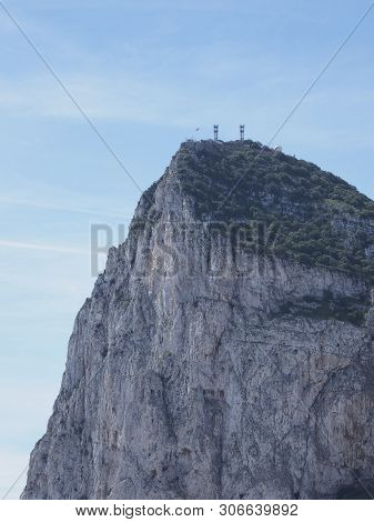 Famous Rock Of Gibraltar Landscapes On Iberian Peninsula In Great Britain With Clear Blue Sky In 201