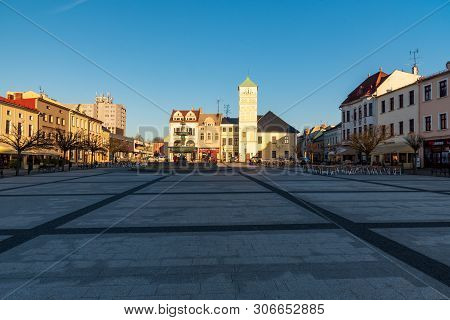 Karvina, Czech Republic - April 1 2019: Masarykovo Namesti Square In Karvina City In Czech Republic 