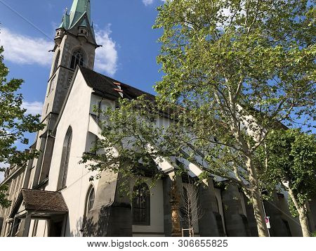 Predigerkirche - One Of The Four Main Churches Of The Old Town Of Zurich, Switzerland