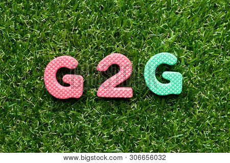 Toy Foam Letter In Word G2g (abbreviation Of Government To Government)  On Green Grass Background