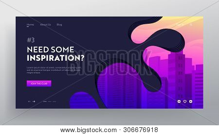 City Buildings Website Landing Page. Cityscape And Modern Townscape Panorama, Urban Architecture Web