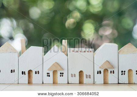 Village Of Miniature Wooden. Architecture In The City. Affordable Housing. Construction Of New Build