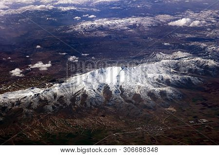 View Of Snow Mountains In Turkey From The Plane