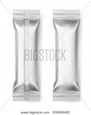 Foil Bar Sticks. Blank Aluminum Sealed Pack Wrapper Chocolate Candy Biscuit Snack Dessert Food Packa