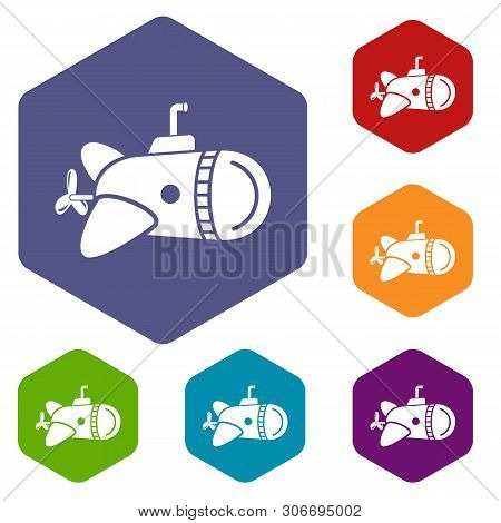 Submarine With Round Nose Icon. Simple Illustration Of Submarine With Round Nose Vector Icon For Web