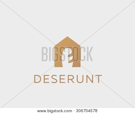 House Bakery Bread Logo. Negative Space Baguette Vector Logotype.