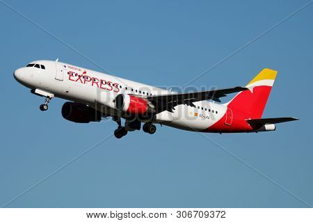 Iberia Express Airbus A320 Ec-lkg Passenger Plane Departure At Madrid Barajas Airport