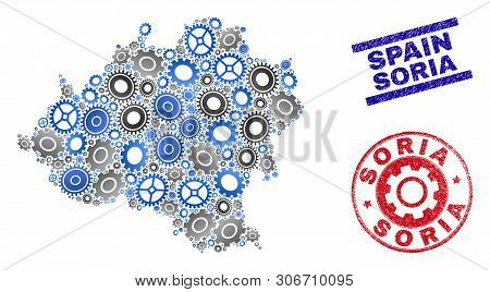 Service Vector Soria Province Map Composition And Stamps. Abstract Soria Province Map Is Done From G