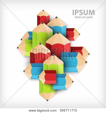 Pencil Vector Illustration Art Background. Colorful Pencils.