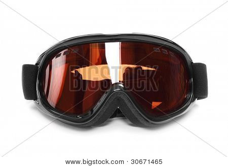 Lunettes de protection sur un fond blanc.