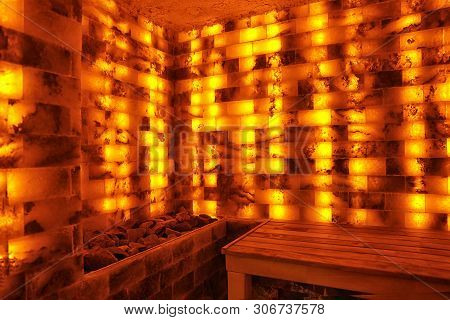 Interior Of Salt Sauna In Luxury Spa Center