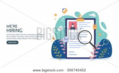 Job Hiring And Online Recruitment Concept With Tiny People Character. Agency Interview. Select A Res