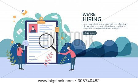 Job Hiring And Online Recruitment Concept With Tiny People Character. Agency Interview. Select A Res