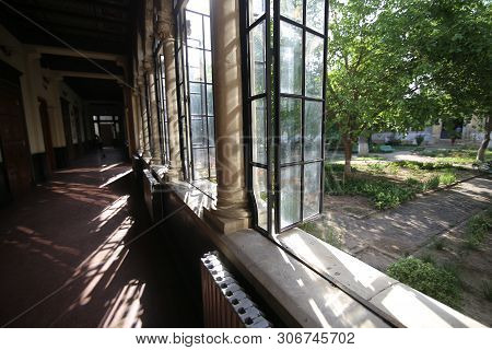 Bucharest, Romania - June 14, 2019: Architectural Details From Inside The Scoala Centrala Building (