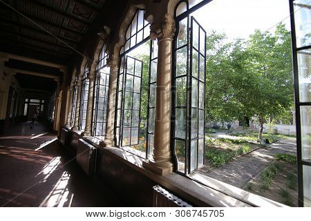 Bucharest, Romania - June 14, 2019: Architectural Details From Inside The Scoala Centrala Building (