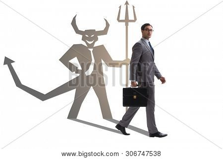 Devil hiding in the businessman - alter ego concept