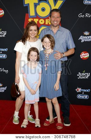 Alyson Hannigan, Alexis Denisof, Satyana Marie Denisof and Keeva Jane Denisof at the World premiere of 'Toy Story 4' held at the El Capitan Theater in Hollywood, USA on June 11, 2019.