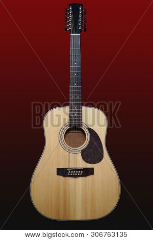Twelve-string Guitar On A Black And Red Gradient Background