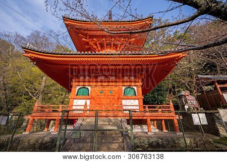 Wakayama, Japan - March. 27, 2019: Beautiful Kimiidera (kimii Temple) In Spring With Sakara (cherry