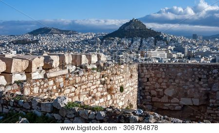 Panoramic View To Lykavittos Hill In City Of Athens, Attica, Greece