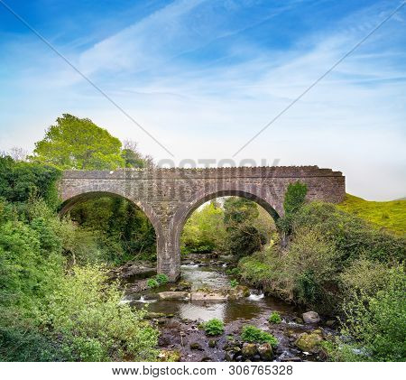 Double-arch Rubble Stone Railway Bridge Over Finglas River, Opened 1891, With Red Brick Dressings To