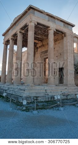 The Erechtheion An Ancient Greek Temple On The North Side Of The Acropolis Of Athens, Attica, Greece