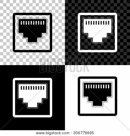 Network Port - Cable Socket Icon Isolated On Black, White And Transparent Background. Lan Port Icon.