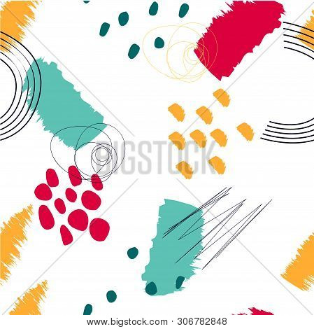 Abstract Seamless Pattern With Graphyc Elements, Modern Abstract Shapes.   Avant-garde Collage Style