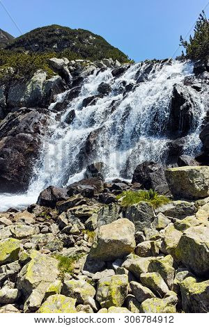 Waterfall And Sivrya Peak, Pirin Mountain, Bulgaria