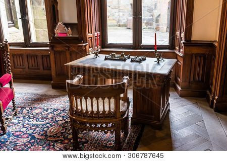 Bad Bentheim, Germany - June 9, 2019. Ancient  Interior Of 11th Century Bentheim Castle. The Castle 