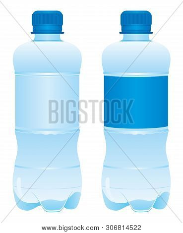Plastic Bottle Of Potable Water, Vector Illustration Isolated On White Background