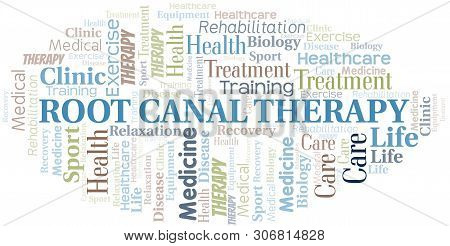 Root Canal Therapy Word Cloud. Wordcloud Made With Text Only.