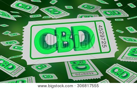 CBD Cannabidiol Hemp Marijuana Cannabis Tickets Contest Raffle Lottery 3d Illustration