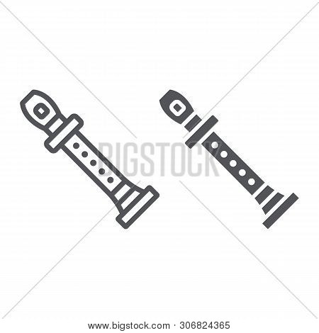 Flute Line And Glyph Icon, Music And Instrument, Flageolet Sign, Vector Graphics, A Linear Pattern O