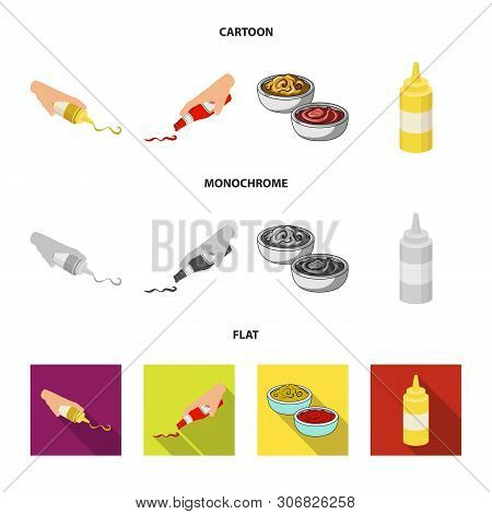 Vector Design Of Sauce And Condiment Icon. Set Of Sauce And Bowl Stock Vector Illustration.