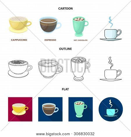 Vector Design Of Cup And Coffe Sign. Set Of Cup And Top Vector Icon For Stock.