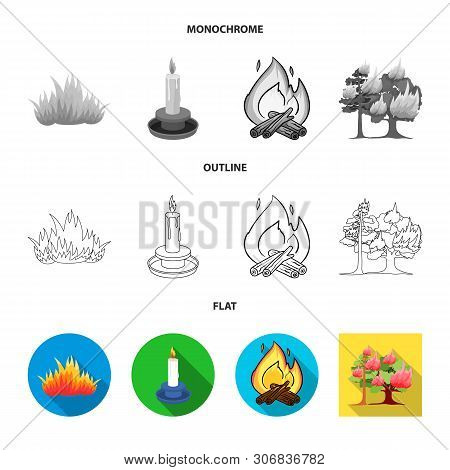 Vector Design Of Fire And Flame Symbol. Set Of Fire And Fireball Stock Vector Illustration.