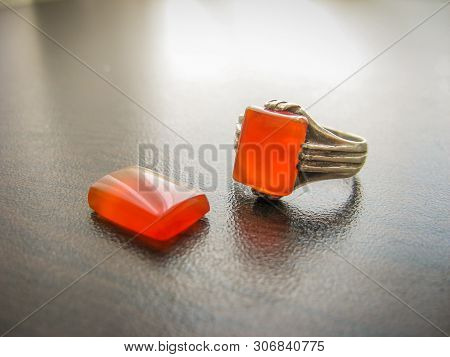 Red Aqeeq Stone Akeek Ring. Yemeni Opal Red Ring. Yemeni Agate Red Ring.