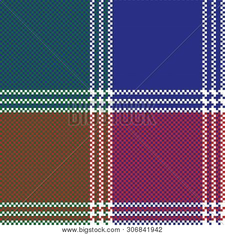 Modern Mosaic Plaid Pixel Seamless Pattern. Vector Illustration.