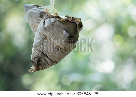 Zongzi Glutinous Sticky Rice Dumplings Recipe Wrap With Bamboo Leaves. Asian Food