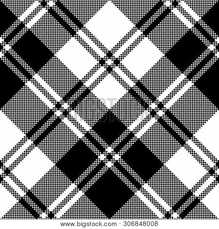 Plaid Black White Tartan Classic Seamless Pattern. Vector Illustration.