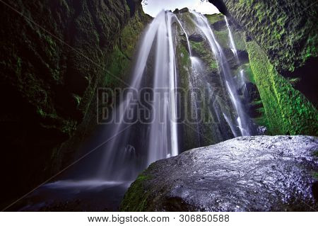 Gljufrafoss waterfall, Iceland. One of the most beautiful waterfall in Iceland. Hdr shot.