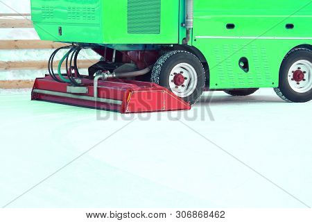 Special Machine Ice Harvester Cleans The Ice Rink. Machinery For The Industrial Industry