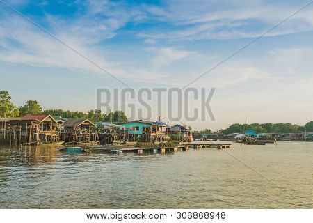 Chanthaburi, Thailand: April 15, 2019 Scenery Of Fishing Village (the No-land Village) On April 15,2