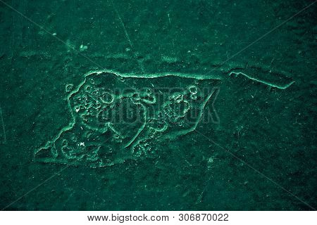 Vintage Green Background. Rough Painted Wall Of Emerald Color. Imperfect Plane Of Virid Colored. Une
