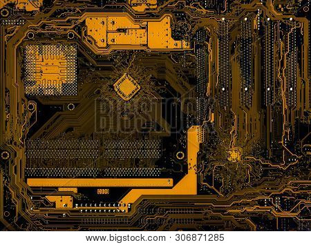 The Reverse Side Of The Motherboard Of A Personal Computer Close-up