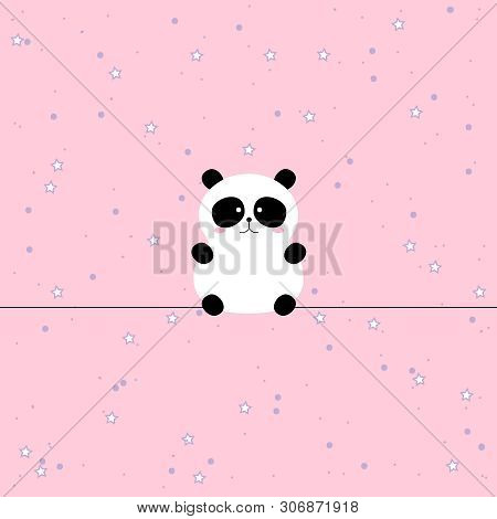 Cute Panda, Animal Background With Stars For Kids